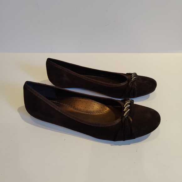 Vaneli Suede Leather Dark Brown Flats - Picture 5 of 9